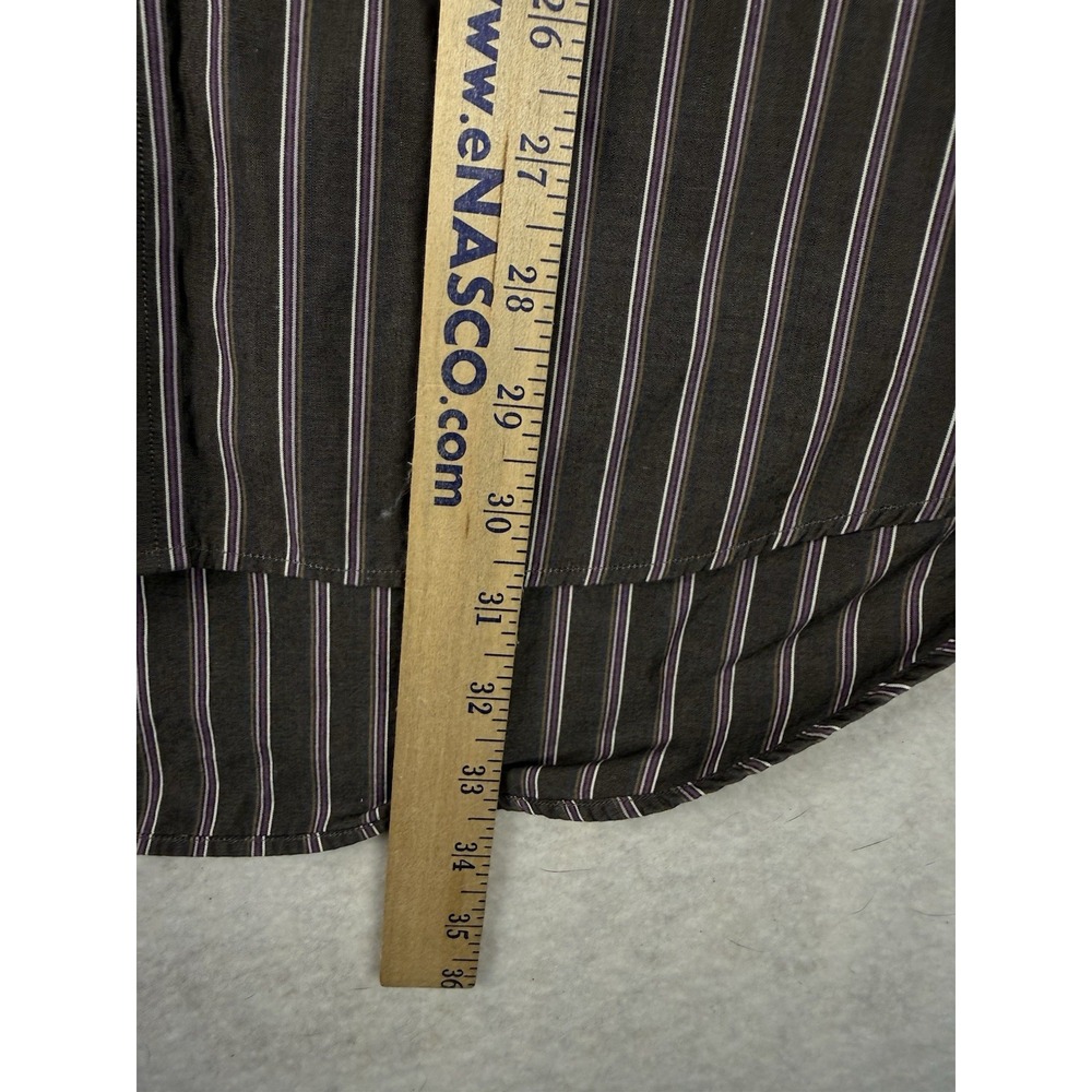 Banana Republic Men's Dress Shirt XL 17-17.5 Brown Stripe 100% Cotton Button Up - Picture 4 of 5